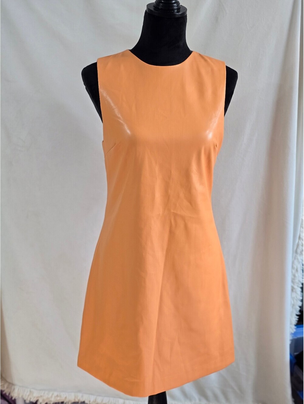 House of Harlow 1960 Peach Faux Leather Sleeveless Mini Dress Size S